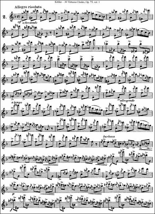 柯勒30首高级长笛练习曲作品75号-NO.2-长笛五线谱|长笛谱