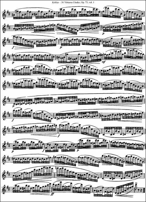 柯勒30首高级长笛练习曲作品75号-NO.3-长笛五线谱|长笛谱