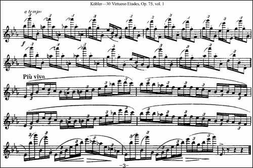 柯勒30首高级长笛练习曲作品75号-NO.4-长笛五线谱|长笛谱