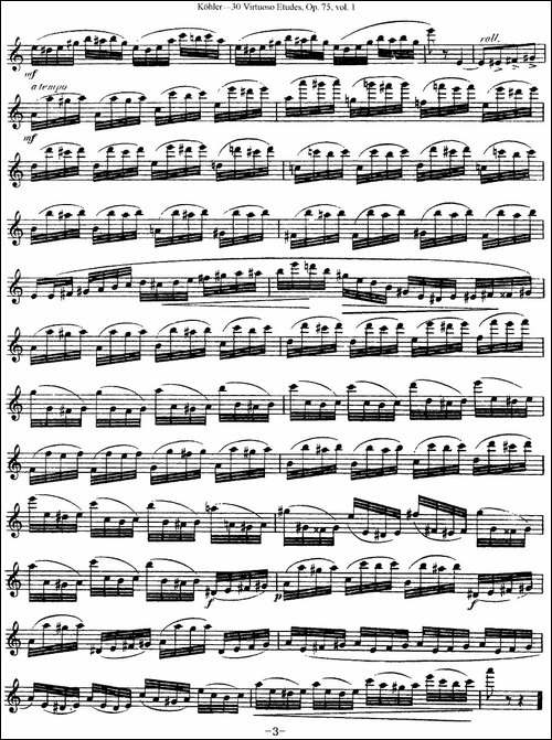 柯勒30首高级长笛练习曲作品75号-NO.6-长笛五线谱|长笛谱