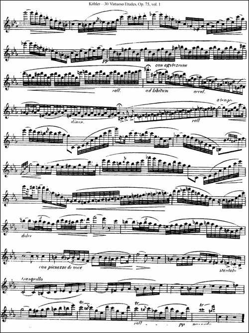 柯勒30首高级长笛练习曲作品75号-NO.7-长笛五线谱|长笛谱