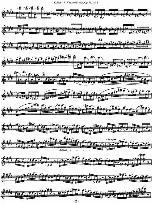 柯勒30首高级长笛练习曲作品75号-NO.8-长笛五线谱|长笛谱