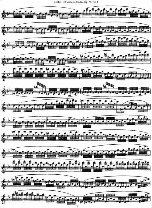 柯勒30首高级长笛练习曲作品75号-NO.9-长笛五线谱|长笛谱