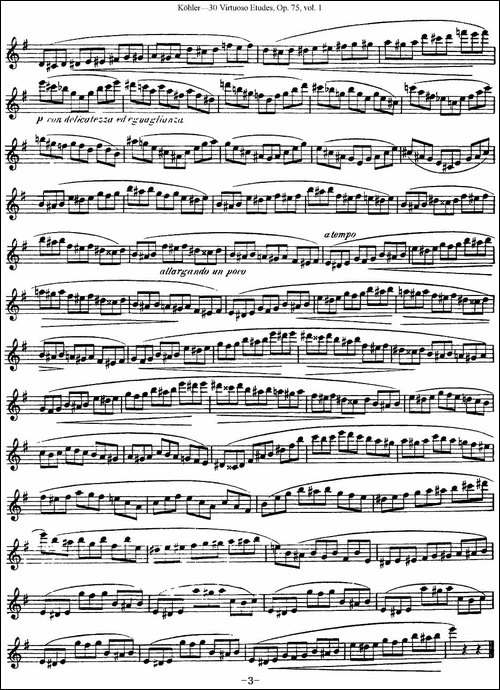 柯勒30首高级长笛练习曲作品75号-NO.10-长笛五线谱|长笛谱