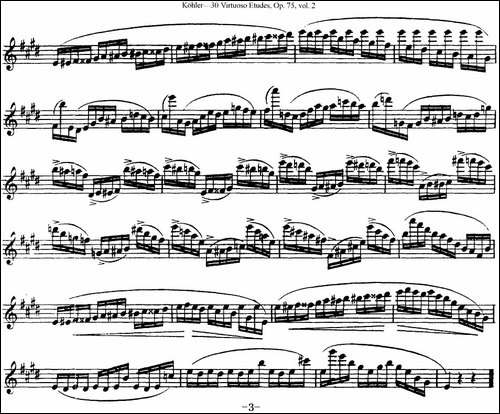 柯勒30首高级长笛练习曲作品75号-NO.13-长笛五线谱|长笛谱