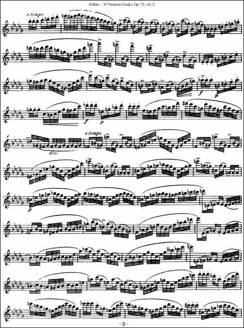 柯勒30首高级长笛练习曲作品75号-NO.15-长笛五线谱|长笛谱