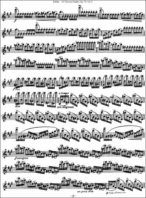 柯勒30首高级长笛练习曲作品75号-NO.16-长笛五线谱|长笛谱