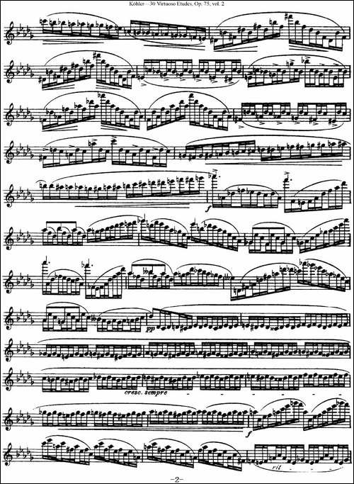 柯勒30首高级长笛练习曲作品75号-NO.17-长笛五线谱|长笛谱