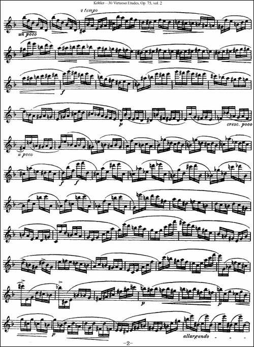 柯勒30首高级长笛练习曲作品75号-NO.20-长笛五线谱|长笛谱