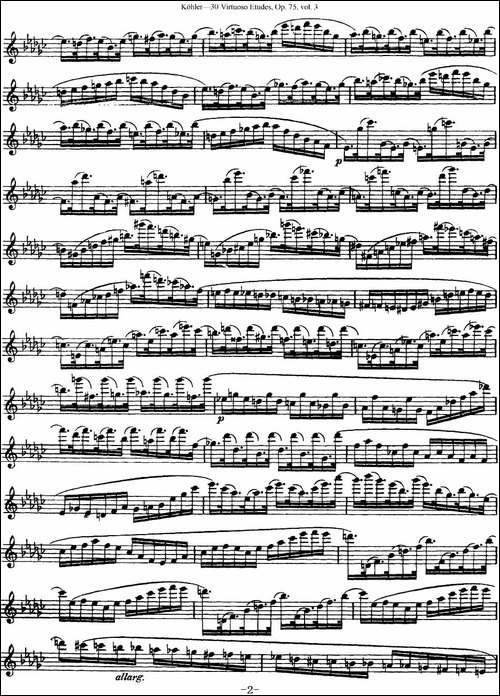 柯勒30首高级长笛练习曲作品75号-NO.21-长笛五线谱|长笛谱