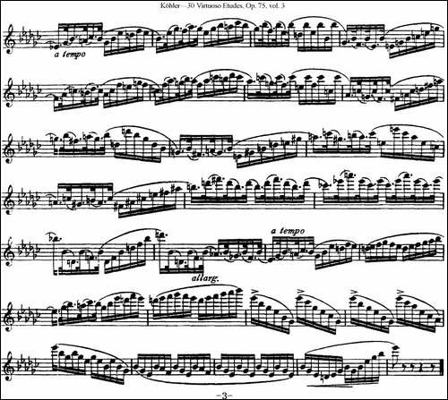 柯勒30首高级长笛练习曲作品75号-NO.21-长笛五线谱|长笛谱