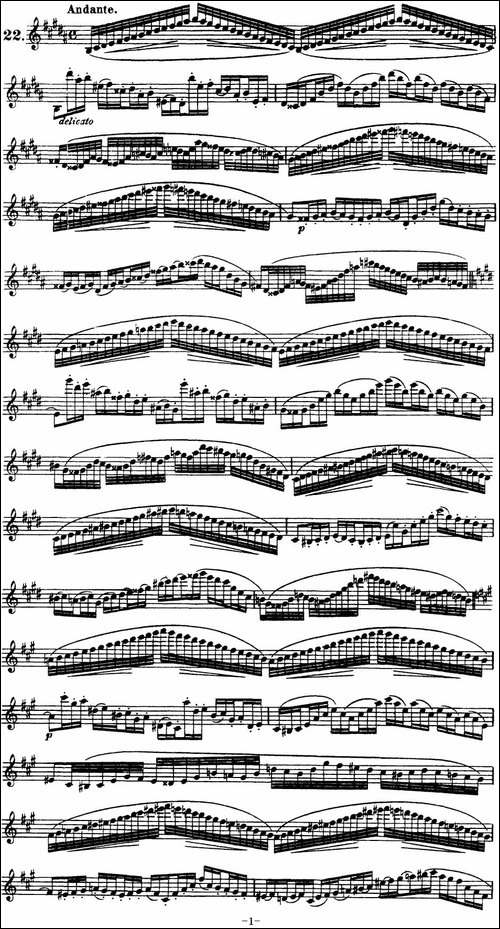 柯勒30首高级长笛练习曲作品75号-NO.22-长笛五线谱|长笛谱