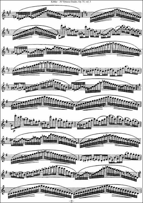 柯勒30首高级长笛练习曲作品75号-NO.22-长笛五线谱|长笛谱
