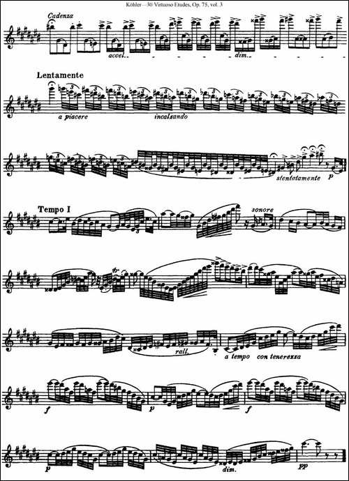 柯勒30首高级长笛练习曲作品75号-NO.23-长笛五线谱|长笛谱
