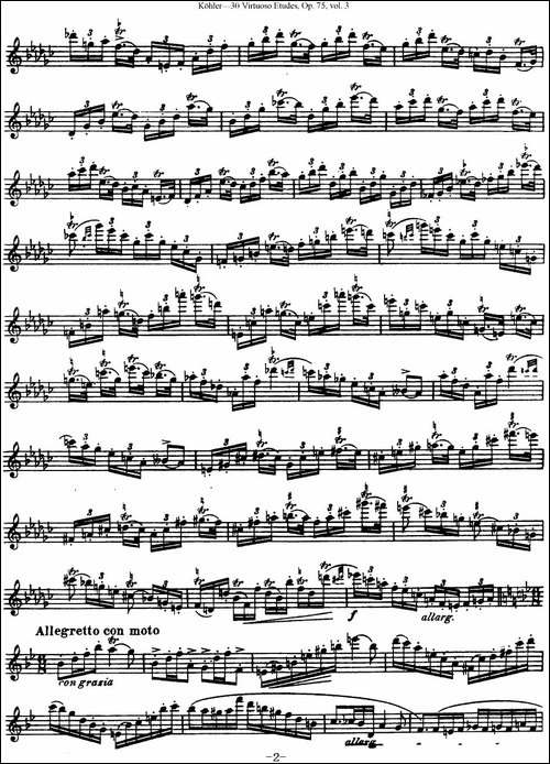柯勒30首高级长笛练习曲作品75号-NO.25-长笛五线谱|长笛谱