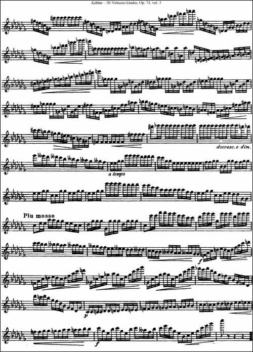 柯勒30首高级长笛练习曲作品75号-NO.27-长笛五线谱|长笛谱