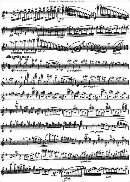 柯勒30首高级长笛练习曲作品75号-NO.30-长笛五线谱|长笛谱