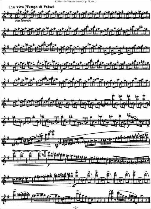 柯勒30首高级长笛练习曲作品75号-NO.30-长笛五线谱|长笛谱