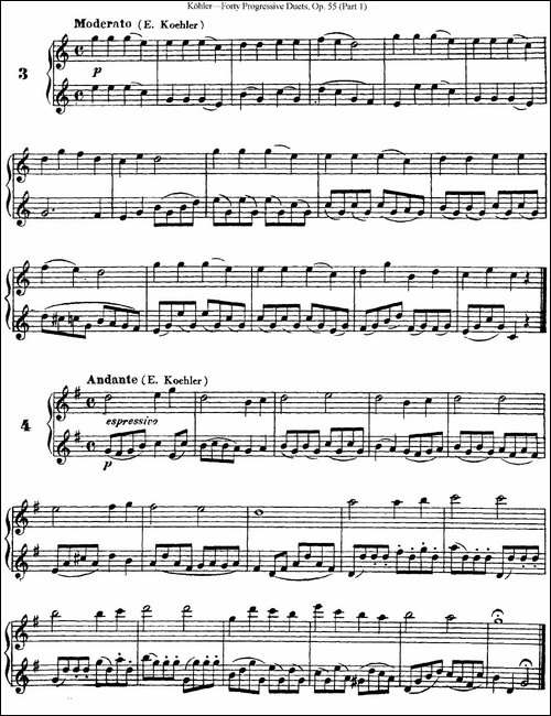 柯勒40首长笛提高练习曲OP.55-NO.3-NO.4-长笛五线谱|长笛谱