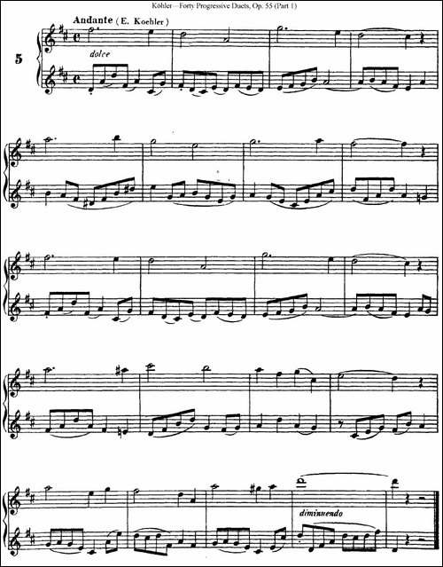 柯勒40首长笛提高练习曲OP.55-NO.5-长笛五线谱|长笛谱
