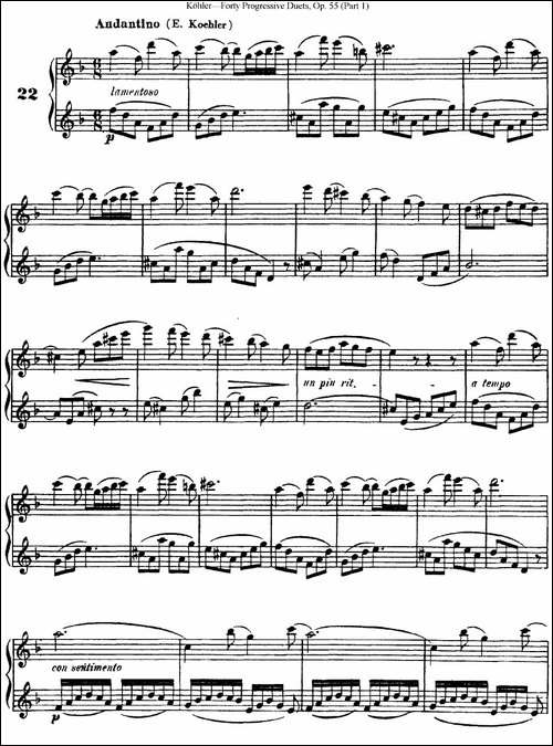 柯勒40首长笛提高练习曲OP.55-NO.22-长笛五线谱|长笛谱