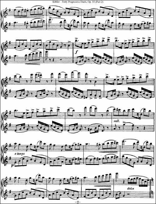 柯勒40首长笛提高练习曲OP.55-二重奏-NO.1-长笛五线谱|长笛谱
