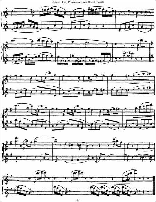 柯勒40首长笛提高练习曲OP.55-二重奏-NO.1-长笛五线谱|长笛谱