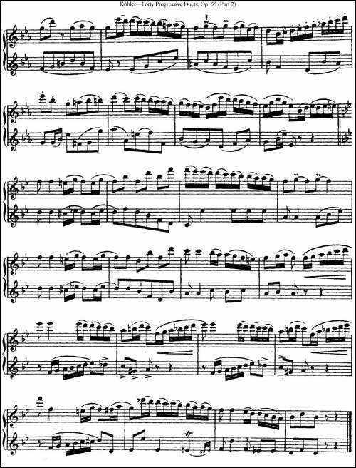 柯勒40首长笛提高练习曲OP.55-二重奏-NO.3-长笛五线谱|长笛谱