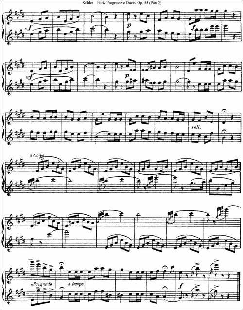 柯勒40首长笛提高练习曲OP.55-二重奏-NO.4-长笛五线谱|长笛谱