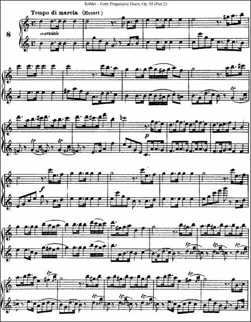 柯勒40首长笛提高练习曲OP.55-二重奏-NO.8-长笛五线谱|长笛谱