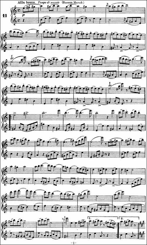 柯勒40首长笛提高练习曲OP.55-二重奏-NO.11-长笛五线谱|长笛谱