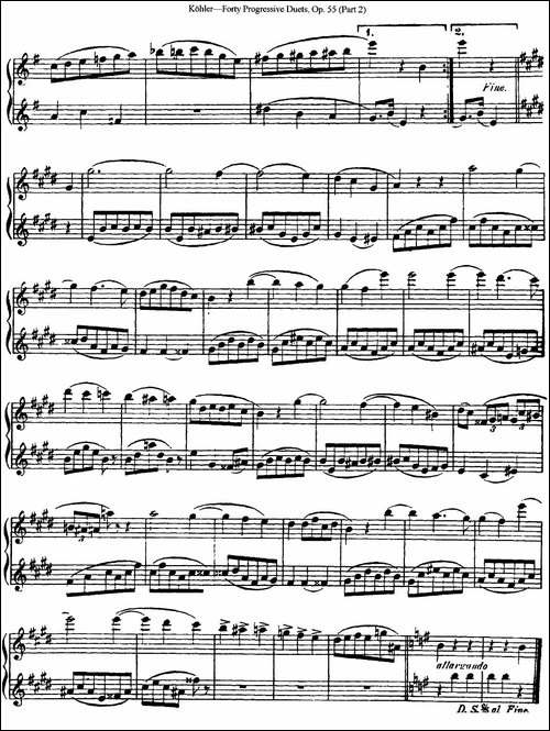柯勒40首长笛提高练习曲OP.55-二重奏-NO.12-长笛五线谱|长笛谱
