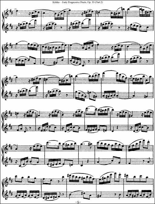 柯勒40首长笛提高练习曲OP.55-二重奏-NO.15-长笛五线谱|长笛谱
