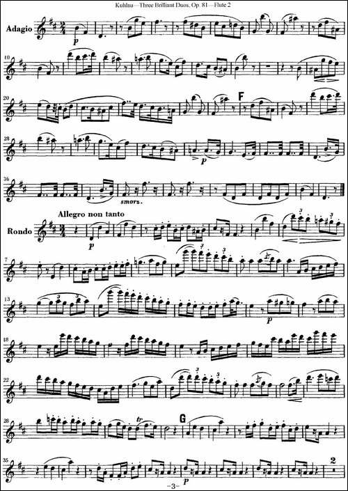 库劳长笛二重奏练习三段OP.81——Flute-2-NO.1-长笛五线谱|长笛谱