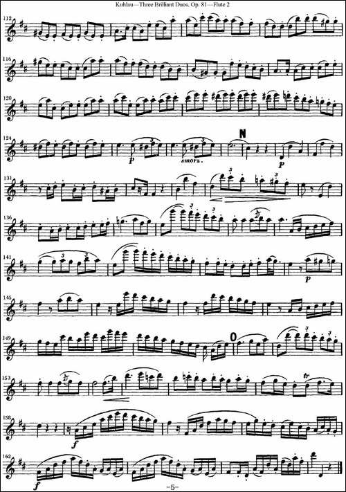 库劳长笛二重奏练习三段OP.81——Flute-2-NO.1-长笛五线谱|长笛谱