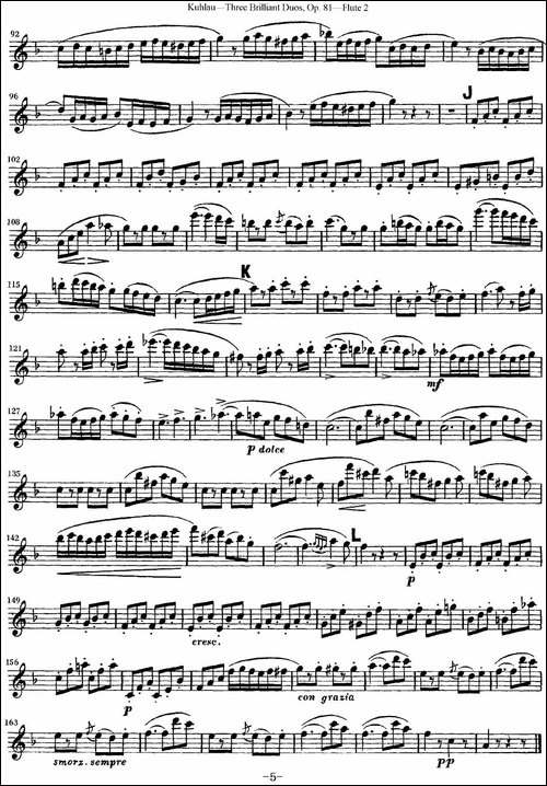 库劳长笛二重奏练习三段OP.81——Flute-2-NO.2-长笛五线谱|长笛谱