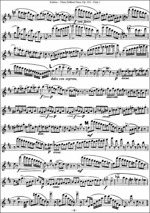 库劳长笛二重奏练习三段OP.102——Flute-1-NO.-长笛五线谱|长笛谱