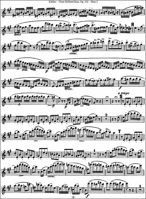 库劳长笛二重奏练习三段OP.102——Flute-2-NO.-长笛五线谱|长笛谱