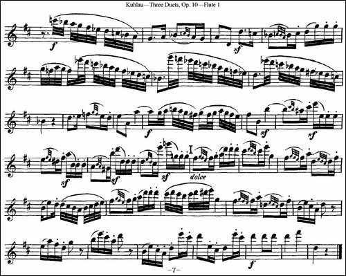 库劳长笛二重奏练习曲Op.10——Flute-1-No.2-长笛五线谱|长笛谱
