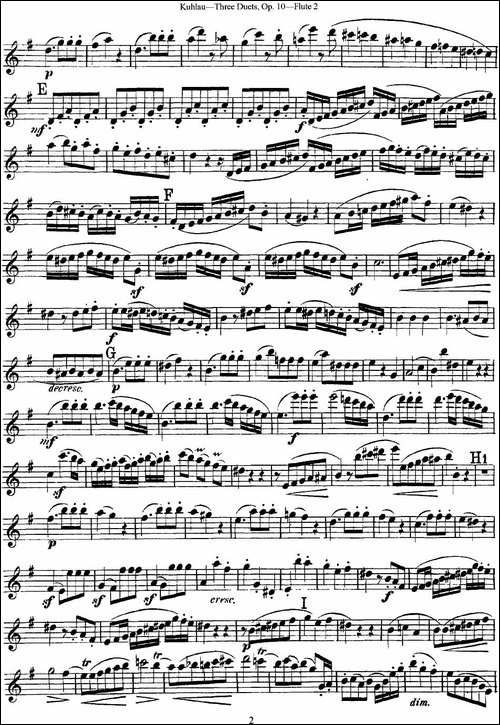 库劳长笛二重奏练习曲Op.10——Flute-2-No.1-长笛五线谱|长笛谱