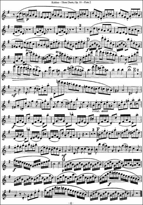 库劳长笛二重奏练习曲Op.10——Flute-2-No.3-长笛五线谱|长笛谱
