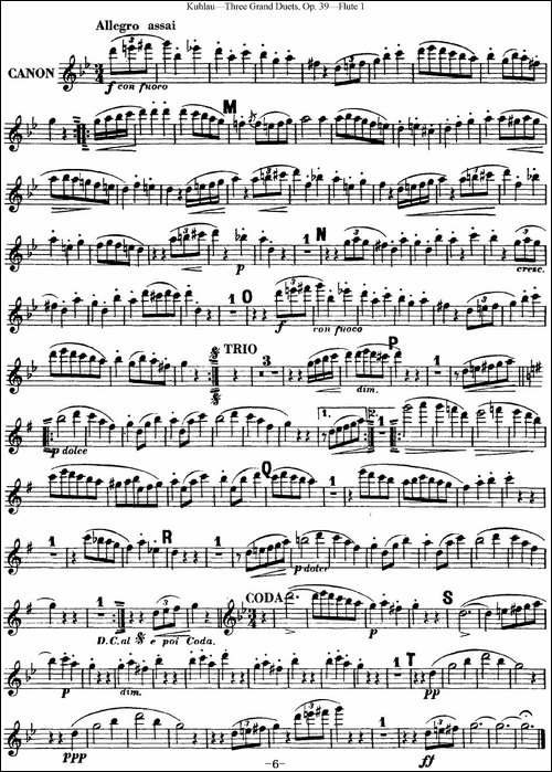 库劳长笛二重奏大练习曲Op.39——Flute-1-No.3-长笛五线谱|长笛谱