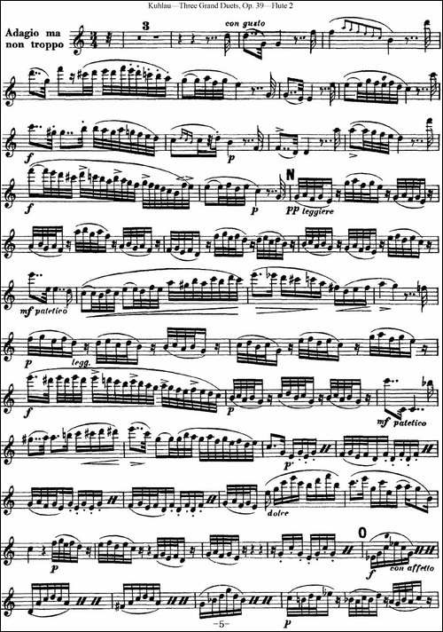 库劳长笛二重奏大练习曲Op.39——Flute-2-No.1-长笛五线谱|长笛谱