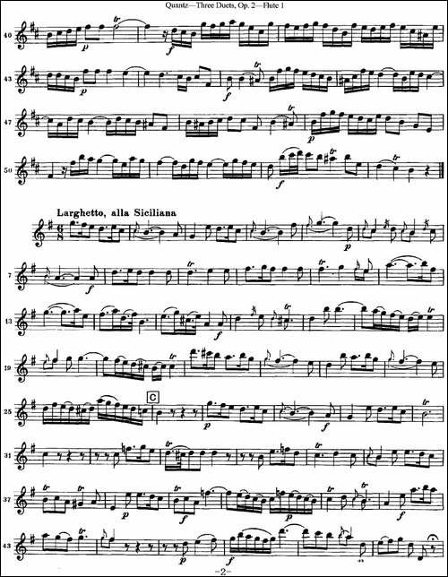 匡茨G大调长笛二重奏Op.2——Flute-1-No.3-长笛五线谱|长笛谱