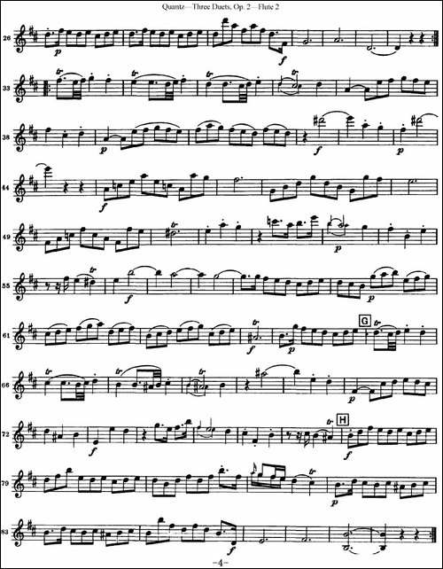 匡茨G大调长笛二重奏Op.2——Flute-2-No.3-长笛五线谱|长笛谱