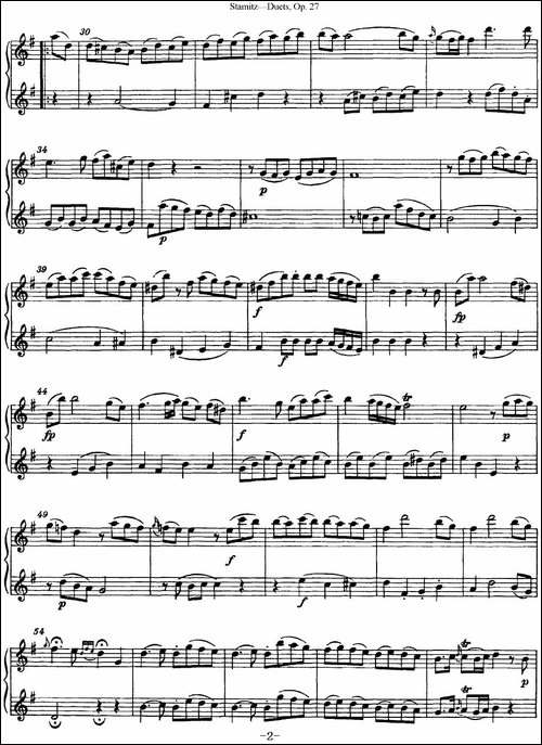 斯塔米茨二重奏长笛练习曲Op.27-No.1-长笛五线谱|长笛谱