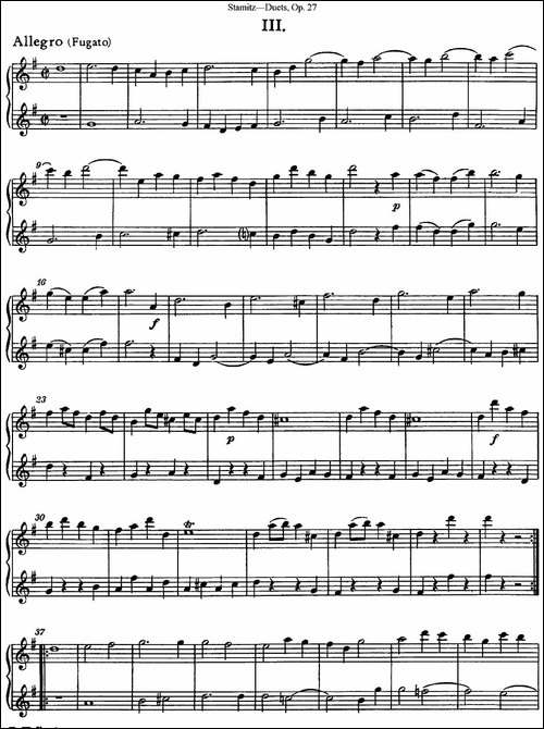 斯塔米茨二重奏长笛练习曲Op.27-No.3-长笛五线谱|长笛谱