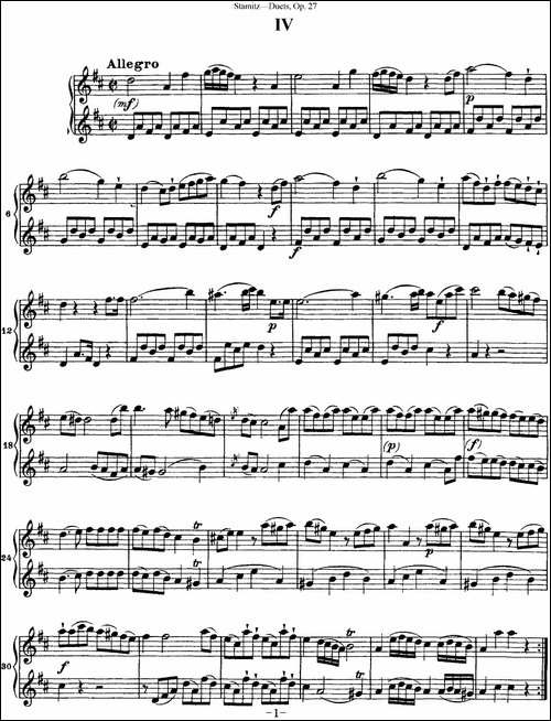 斯塔米茨二重奏长笛练习曲Op.27-No.4-长笛五线谱|长笛谱