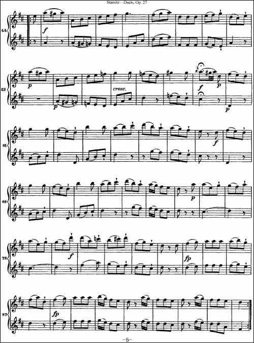 斯塔米茨二重奏长笛练习曲Op.27-No.4-长笛五线谱|长笛谱