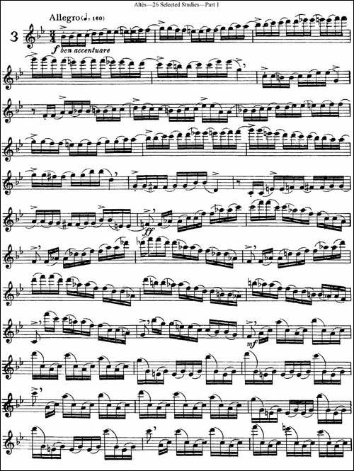 阿尔泰斯26首精选长笛练习曲-NO.3-长笛五线谱|长笛谱
